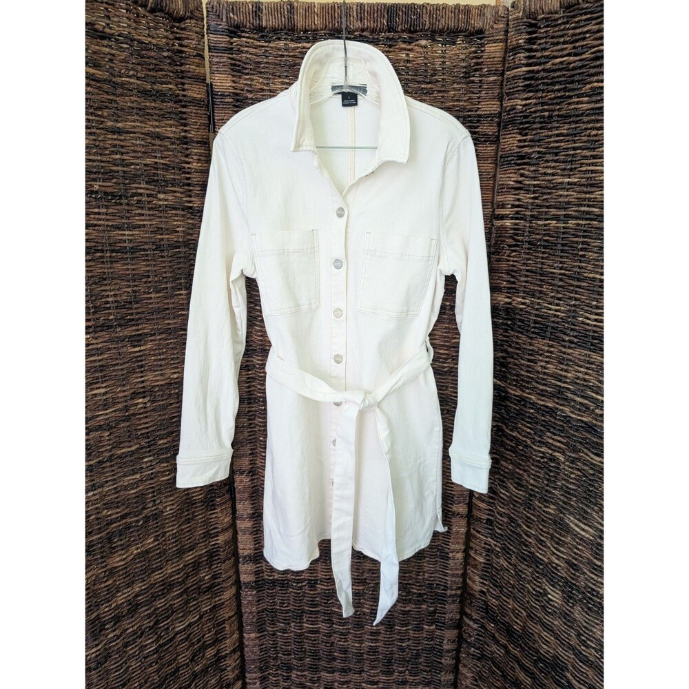 Sanctuary Denim Shirt Dress Women's Small White Tie Waist Belt Utility Preppy